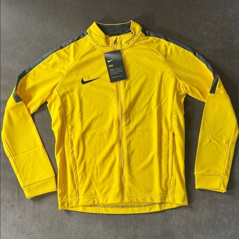 Nike Youth Unisex Dri-Fit Training Sport Track Jacket Yellow Zip Pockets MEDIUM